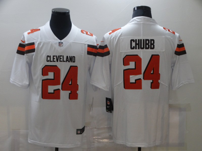 Men Cleveland Browns 24 Chubb White Nike Limited Vapor Untouchable NFL Jerseys